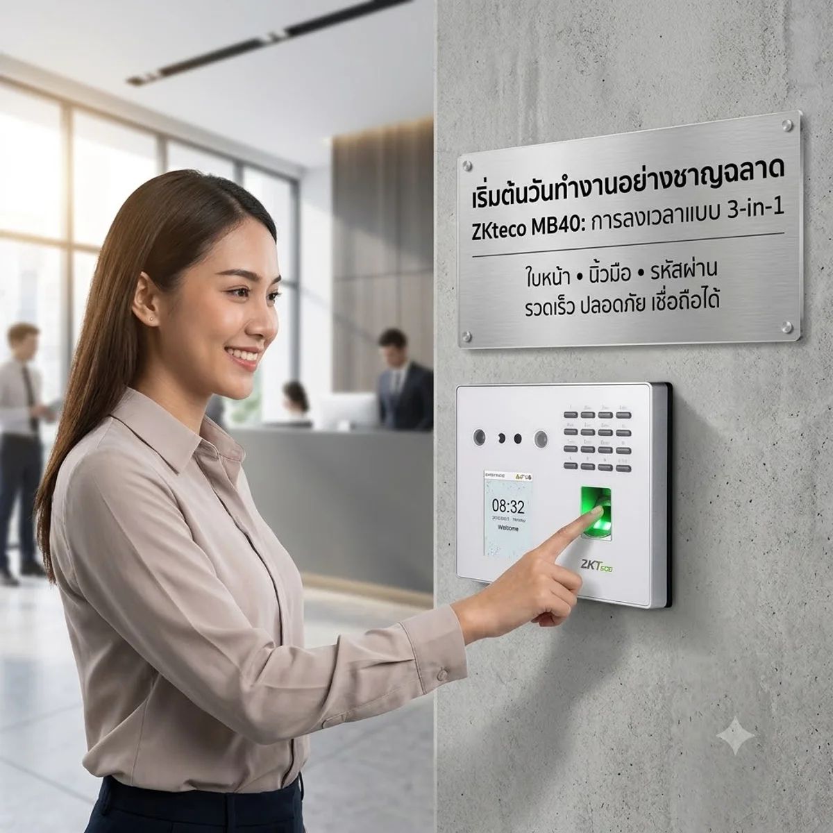 คู่มือการใช้งาน ZKTeco MB40 เพิ่มพนักงาน ลบพนักงาน ตั้งเวลา ตั้งค่า Admin และเชื่อมต่อ IP
