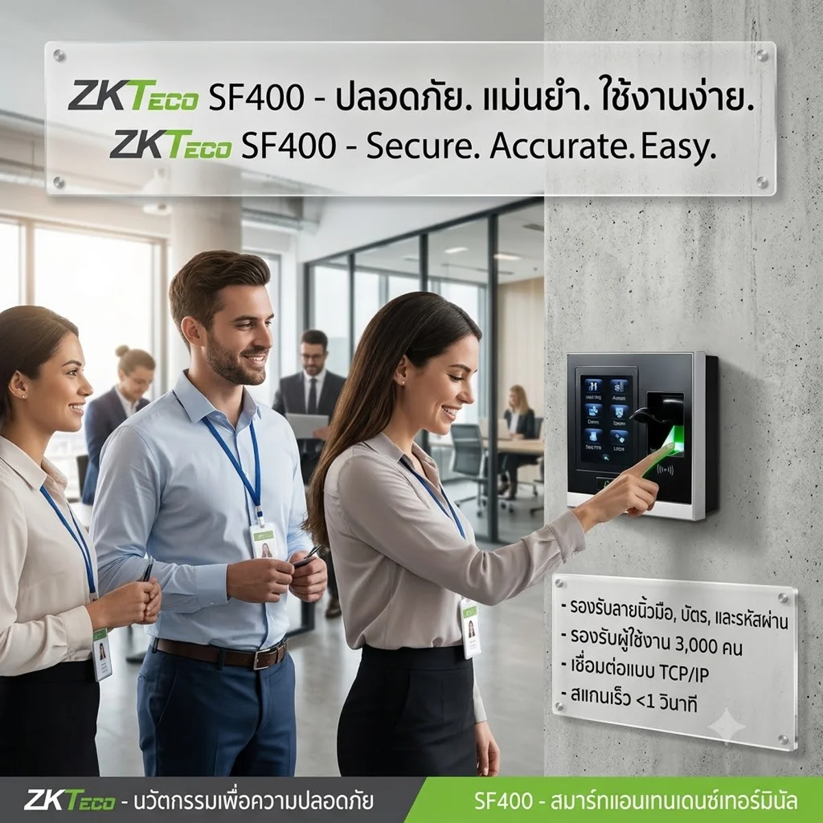 คู่มือการใช้งานเครื่องสแกนลายนิ้วมือ ZKTeco SF400